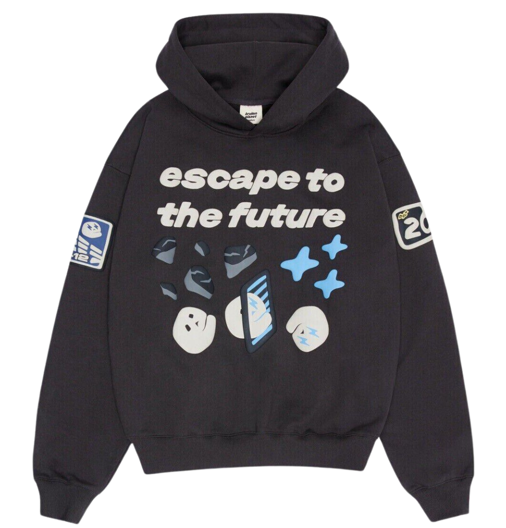 Broken Planet Escape To the Future Hoodie - Soot Black